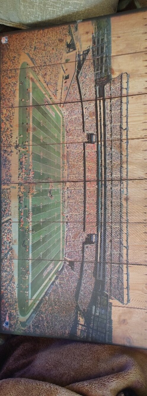Vintage New England Patriots Stadium Wall Art — Green Football Field Print